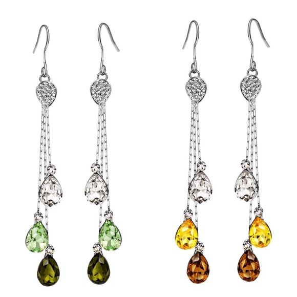 🎁 Swarovski Crystals The Munira Long Earrings - Picture 1 of 6